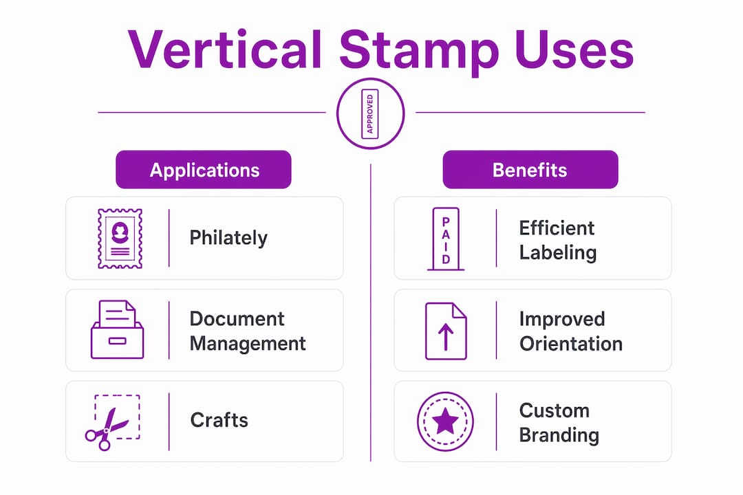 Infographic comparing vertical stamp applications and benefits