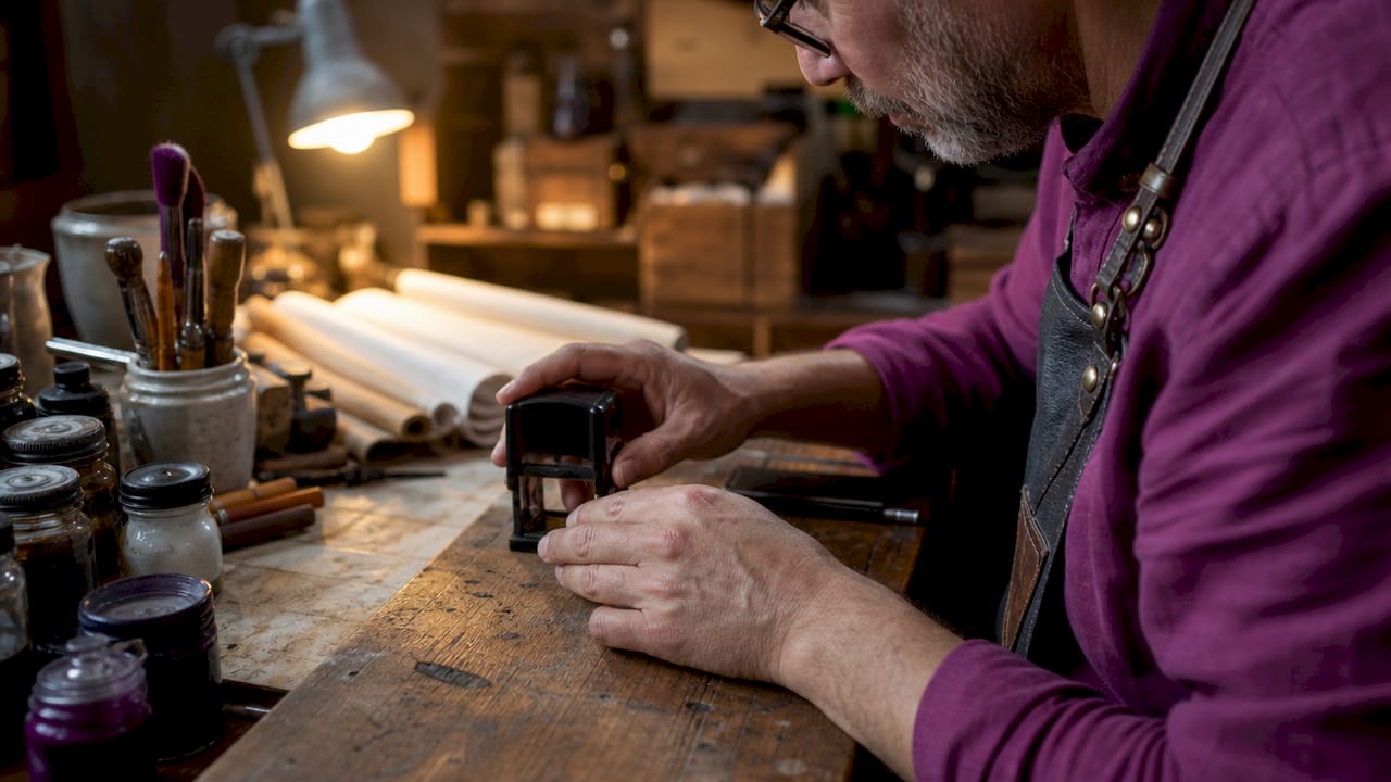 Technician adjusting IoT custom stamp device