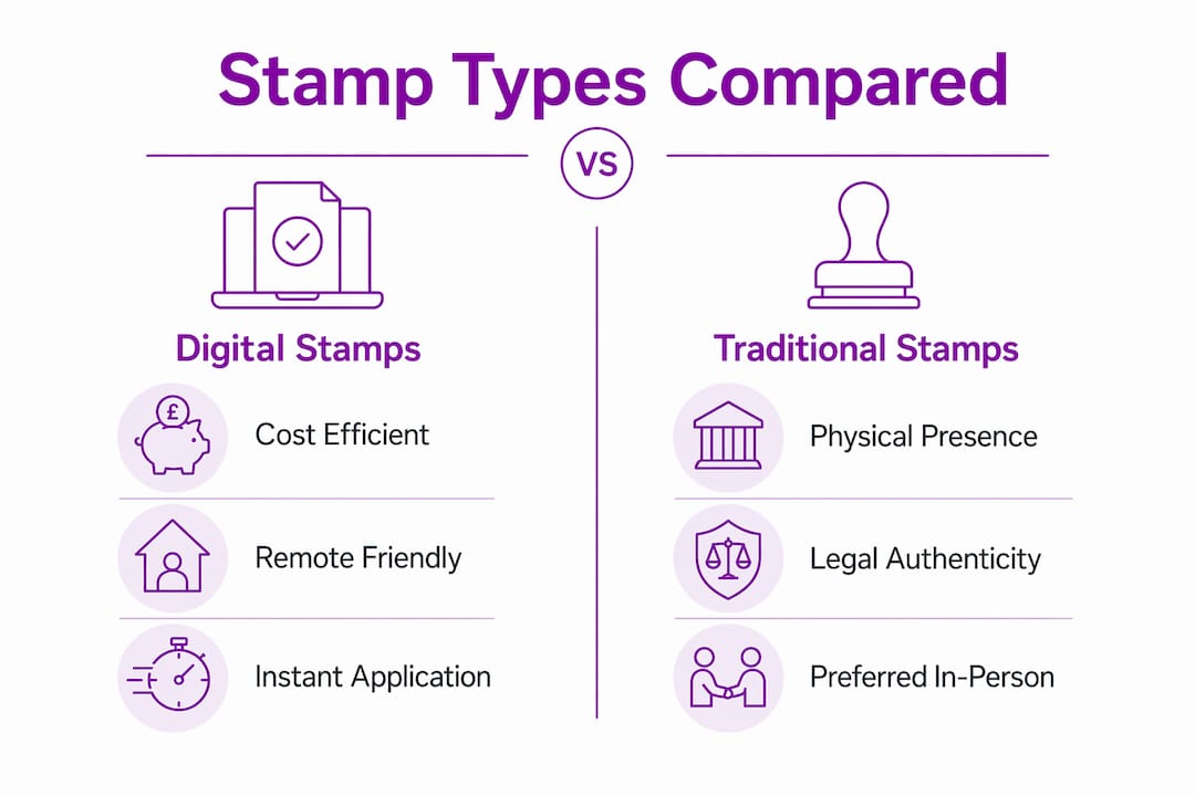 Infographic comparing digital and traditional stamps