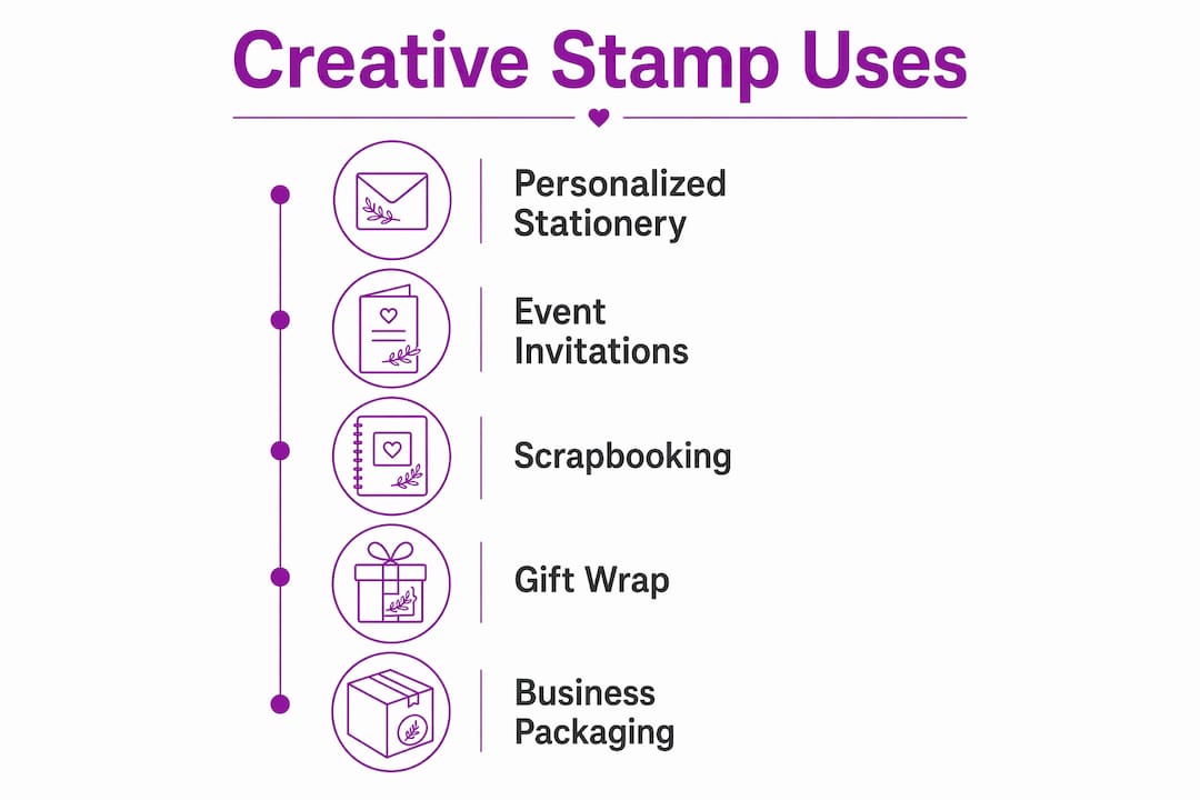 Infographic outlining creative stamp uses