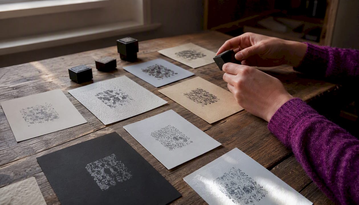 Pocket stamp impressions on different papers