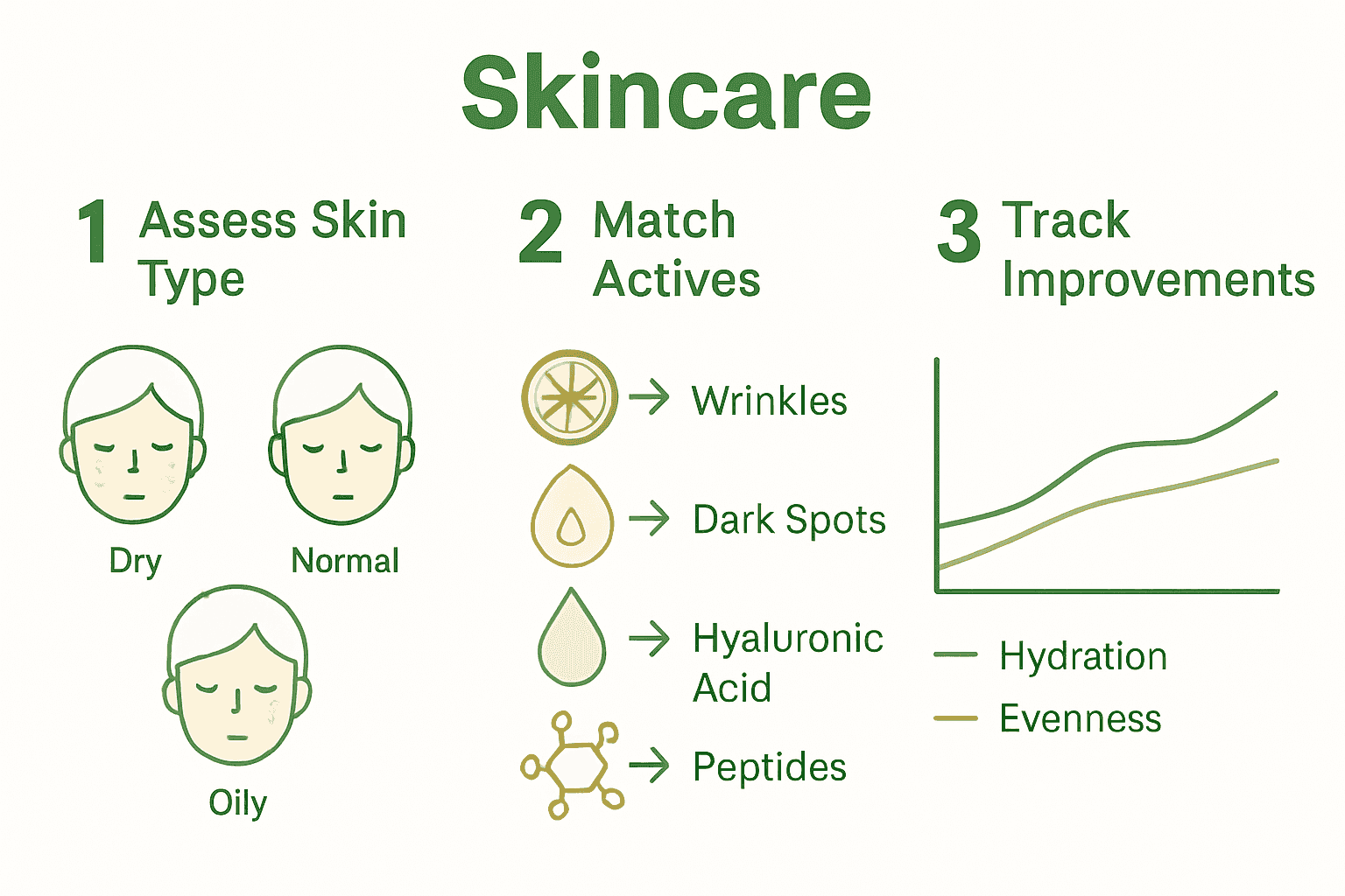 Infographic comparing skin types to matching active ingredients.