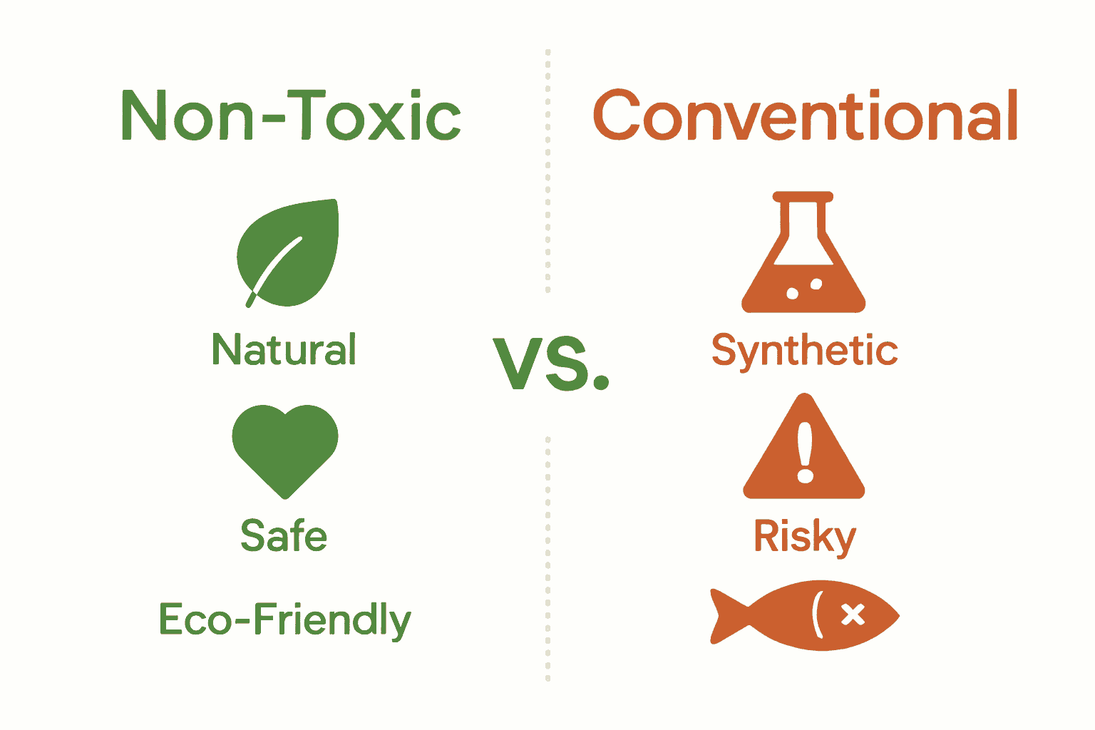 Infographic comparing non-toxic and conventional skincare ingredients.