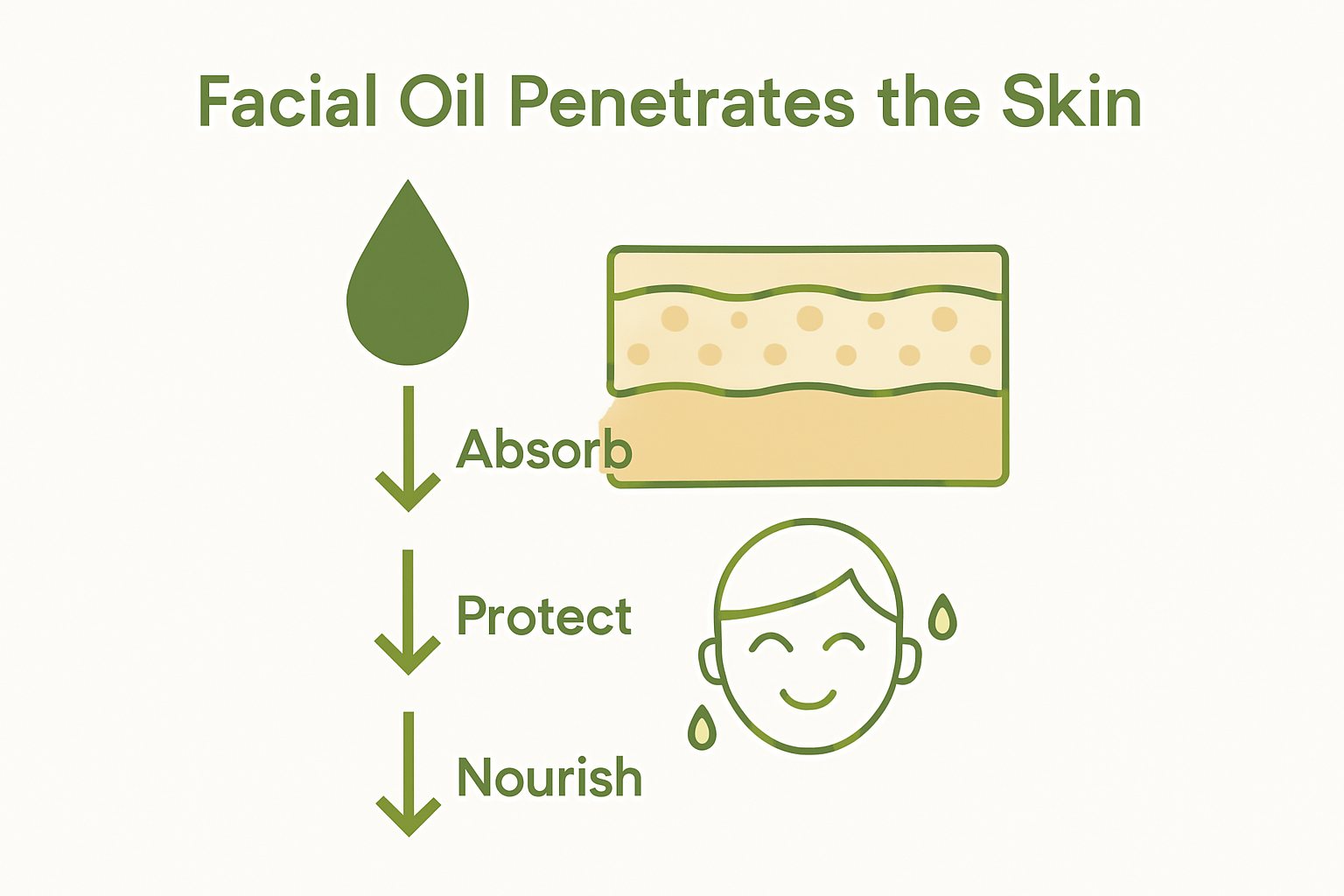 Infographic showing facial oil skin absorption process
