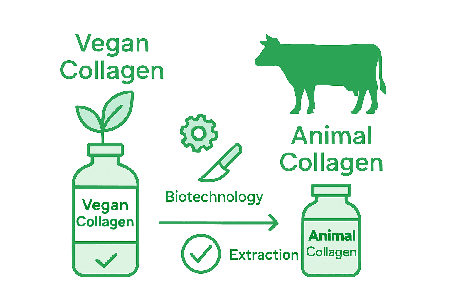 Infographic comparing vegan and animal collagen