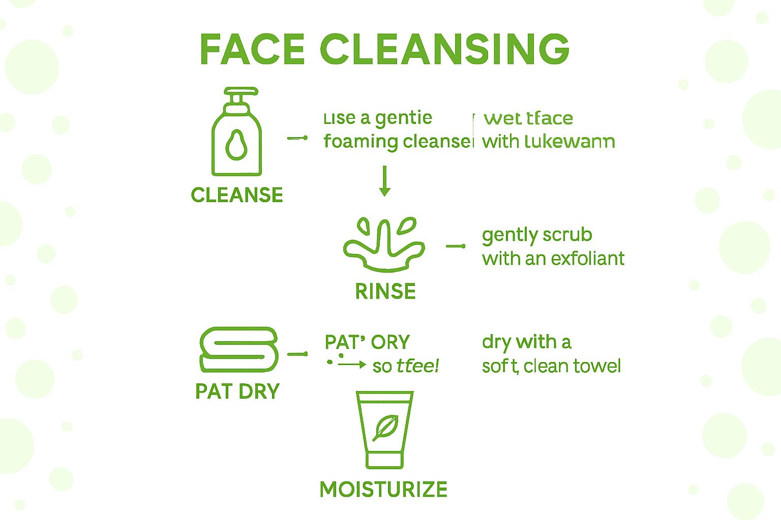 Infographic showing five cleansing routine steps