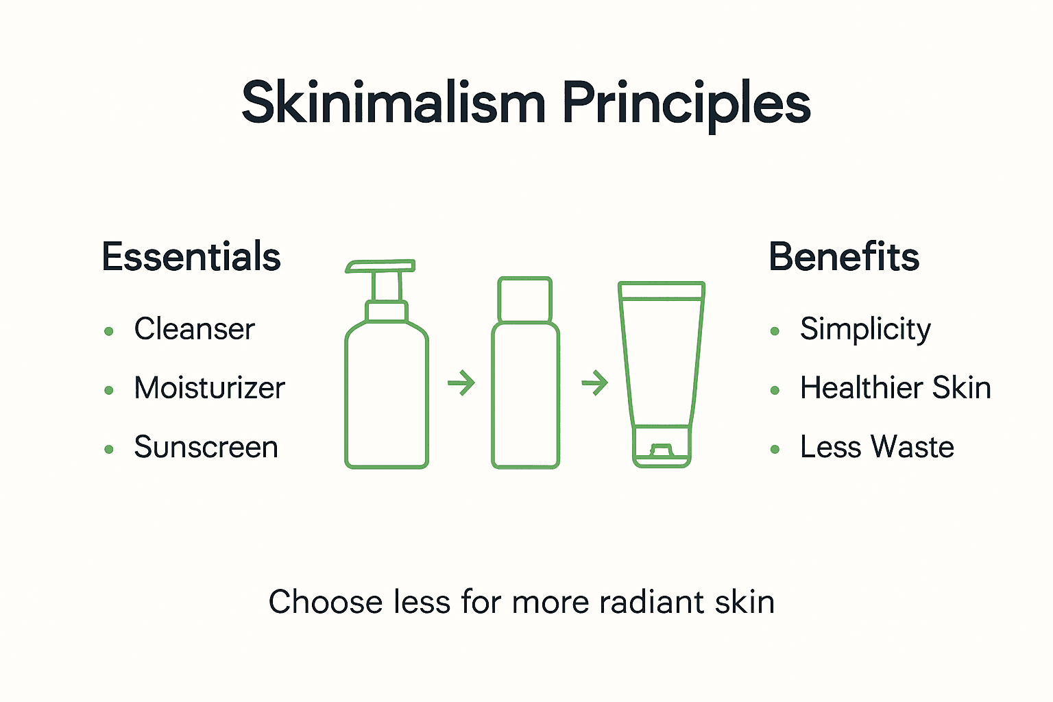 Infographic summarizing skinimalism routine steps