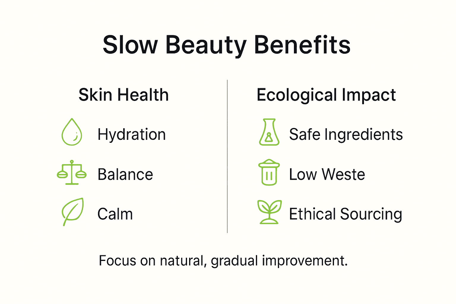 Infographic showing slow beauty benefits