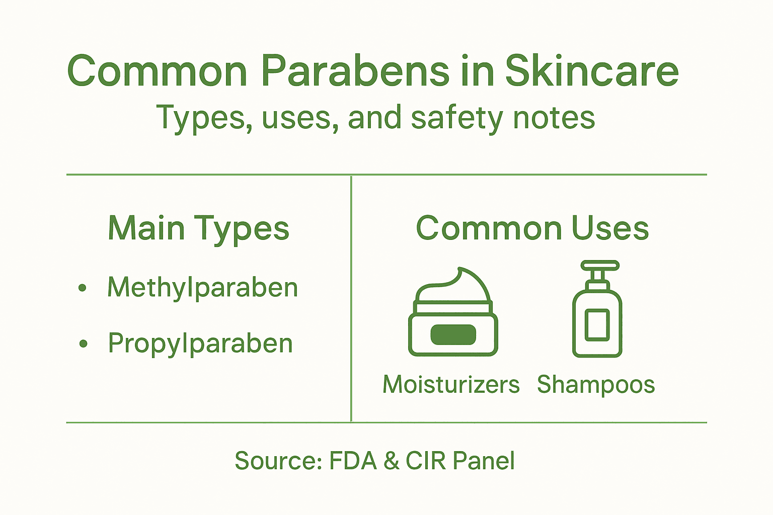Infographic about types and uses of parabens