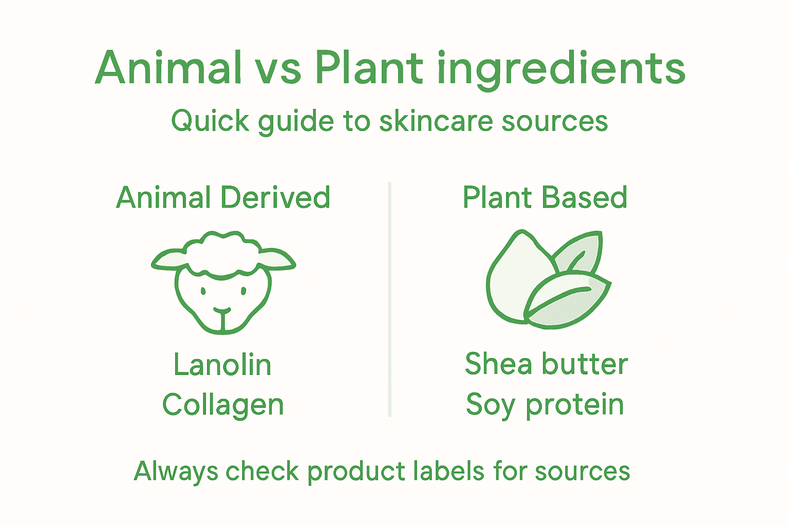 Infographic comparing animal and plant ingredients