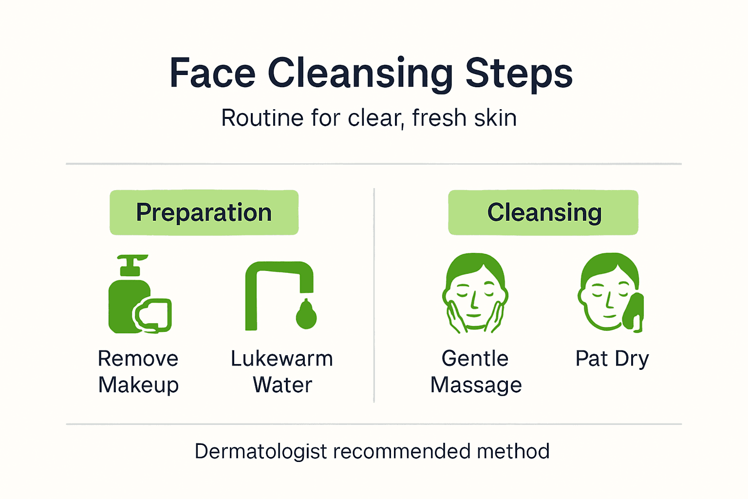 Infographic showing steps for face cleansing routine