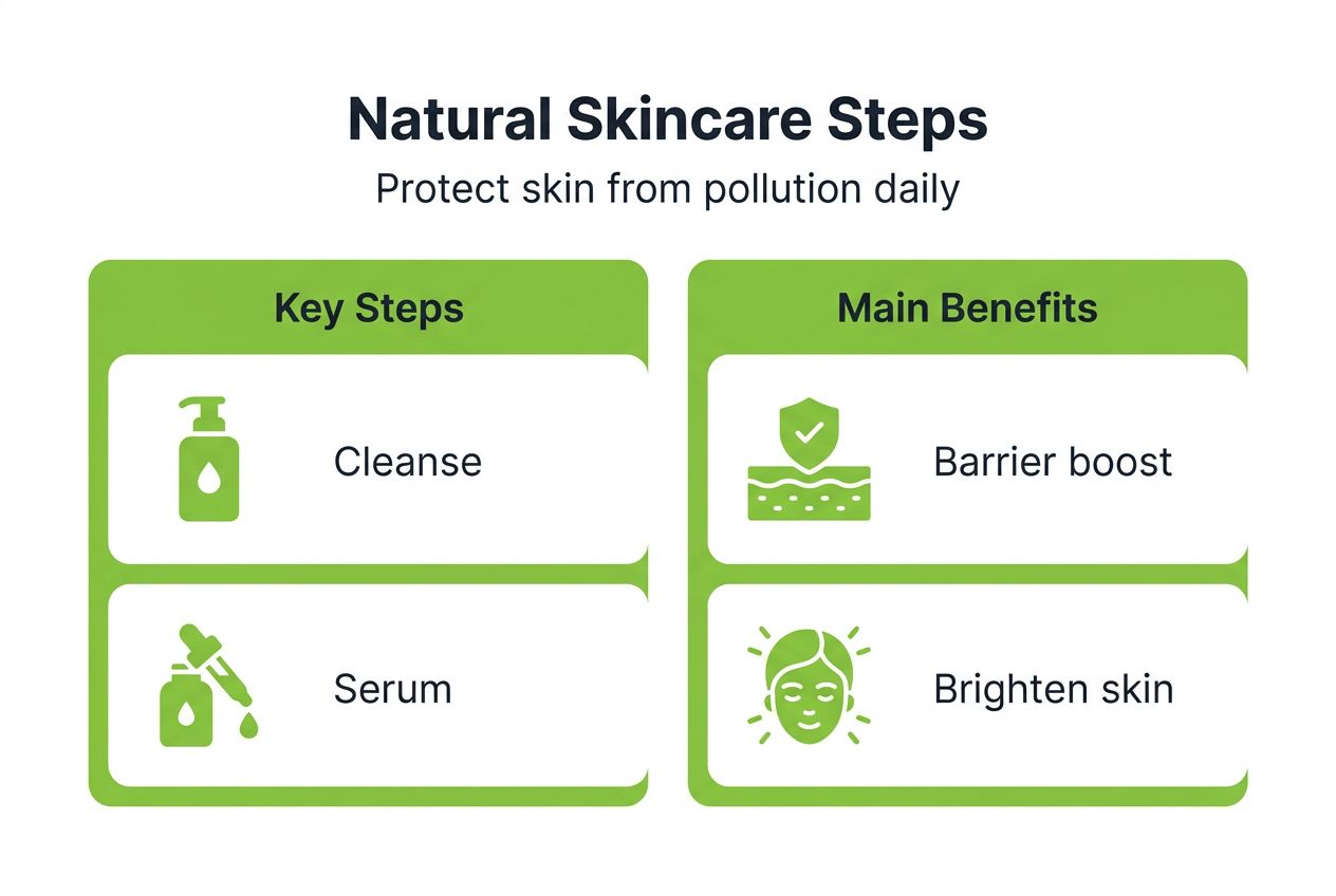 Infographic showing natural skincare routine and benefits