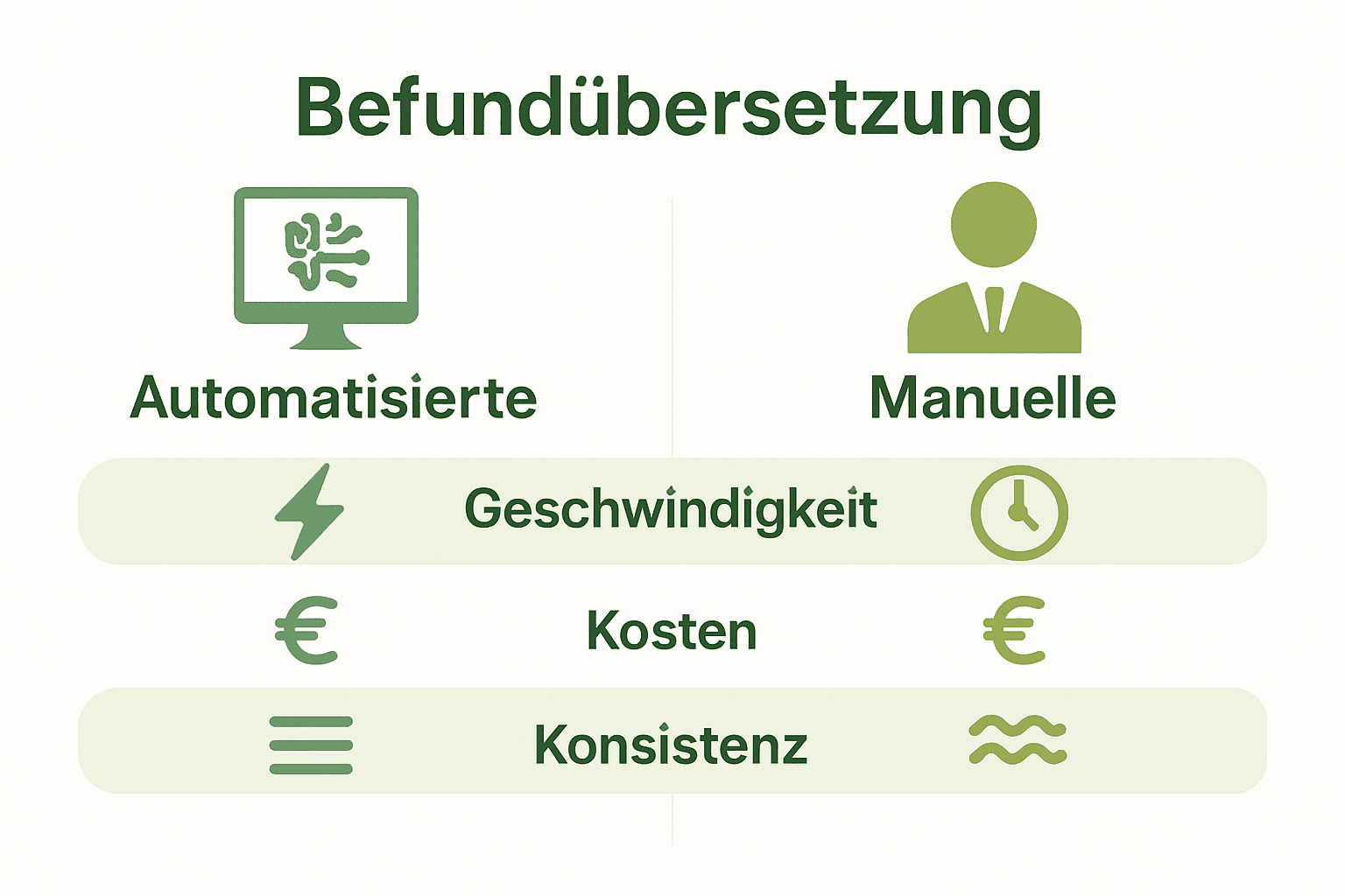 Vergleich automatisiert vs. manuell: medizinische Befundübersetzung