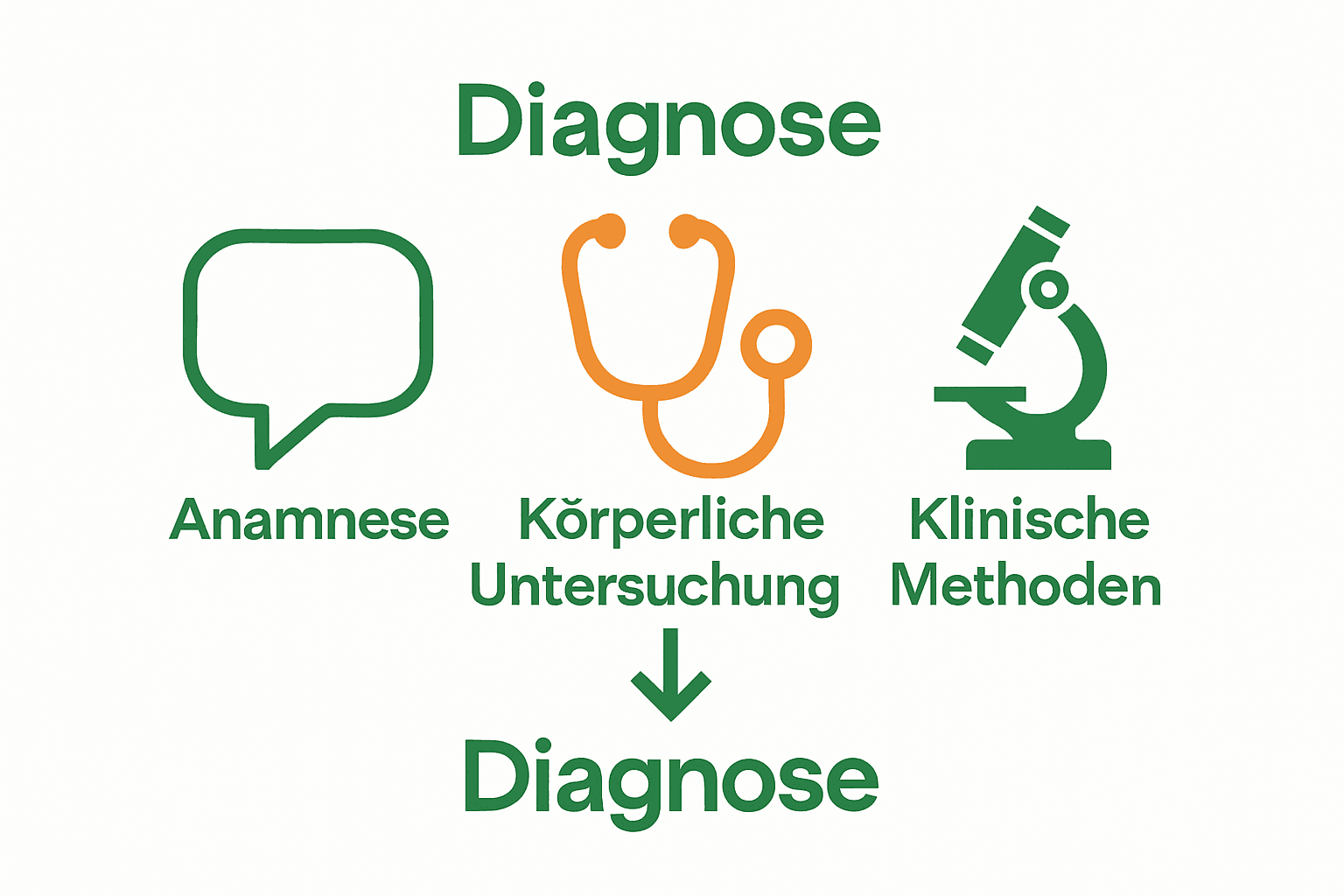 Infografik zeigt die drei Hauptsäulen der medizinischen Diagnose.