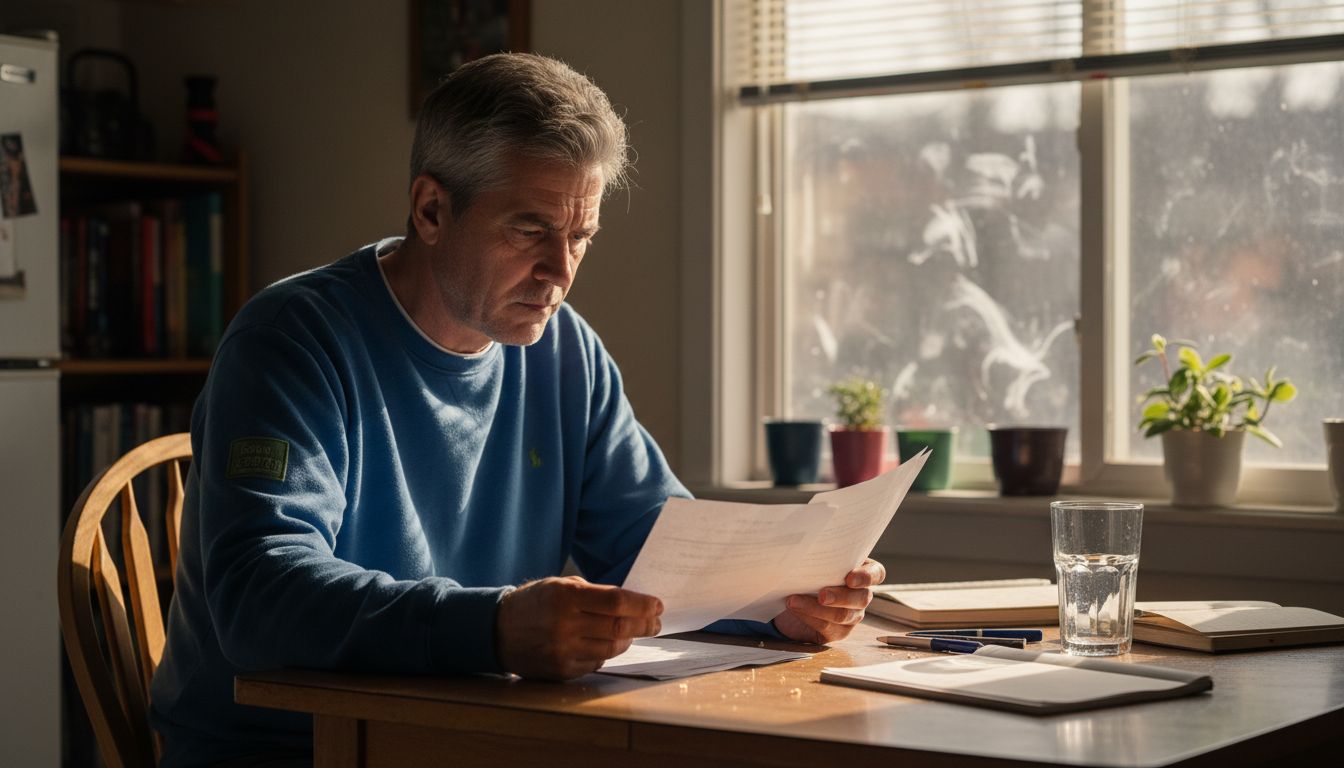 Man comparing simplified medical report