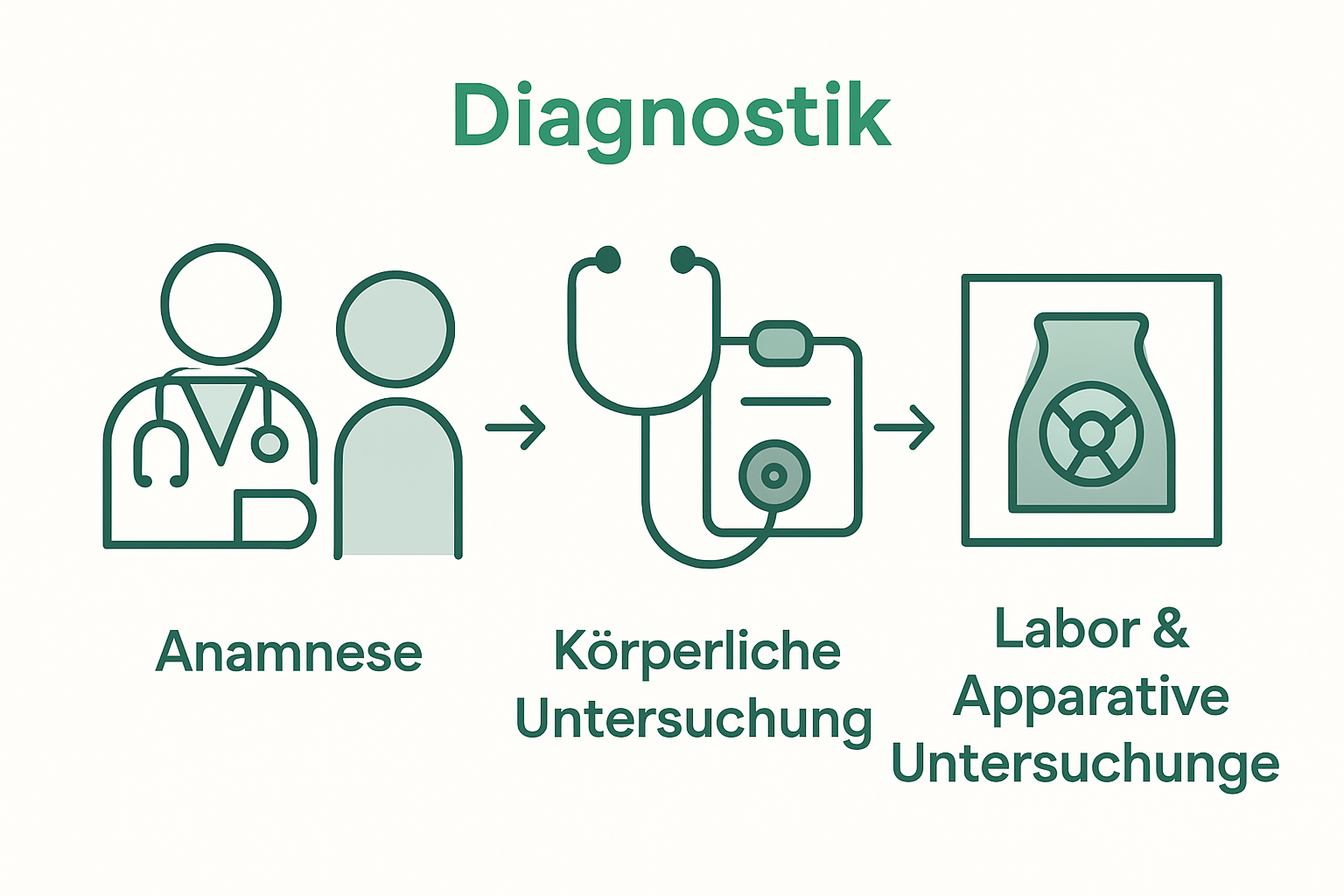 Infographic showing three steps of diagnosis process