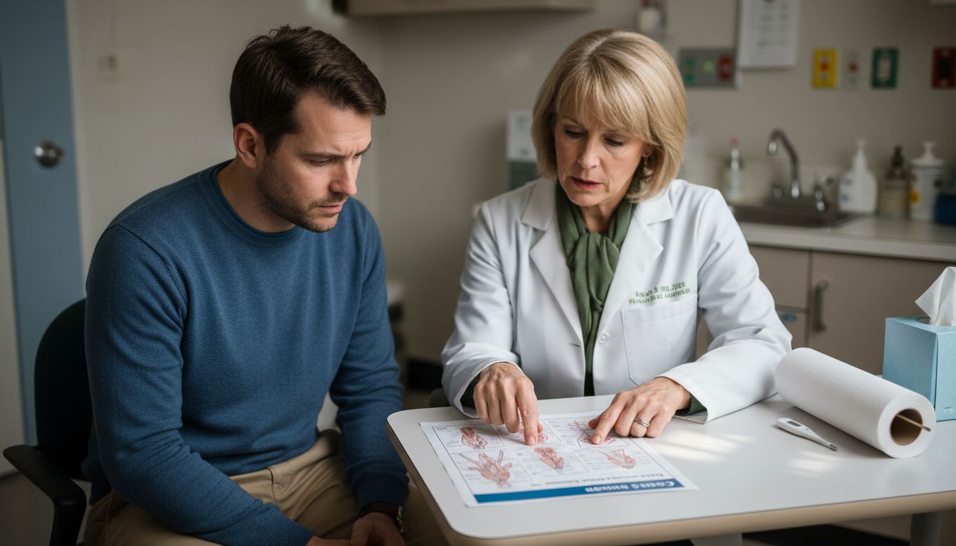 Doctor and patient discussing diagnosis chart