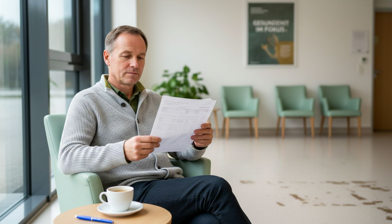 Im Wartezimmer wirft der Patient einen Blick auf seine aktuellen Laborergebnisse.