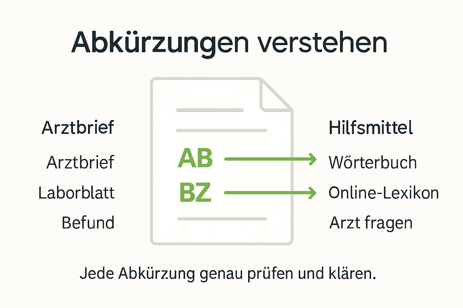 Anschauliche Infografik mit den wichtigsten medizinischen Abkürzungen auf einen Blick