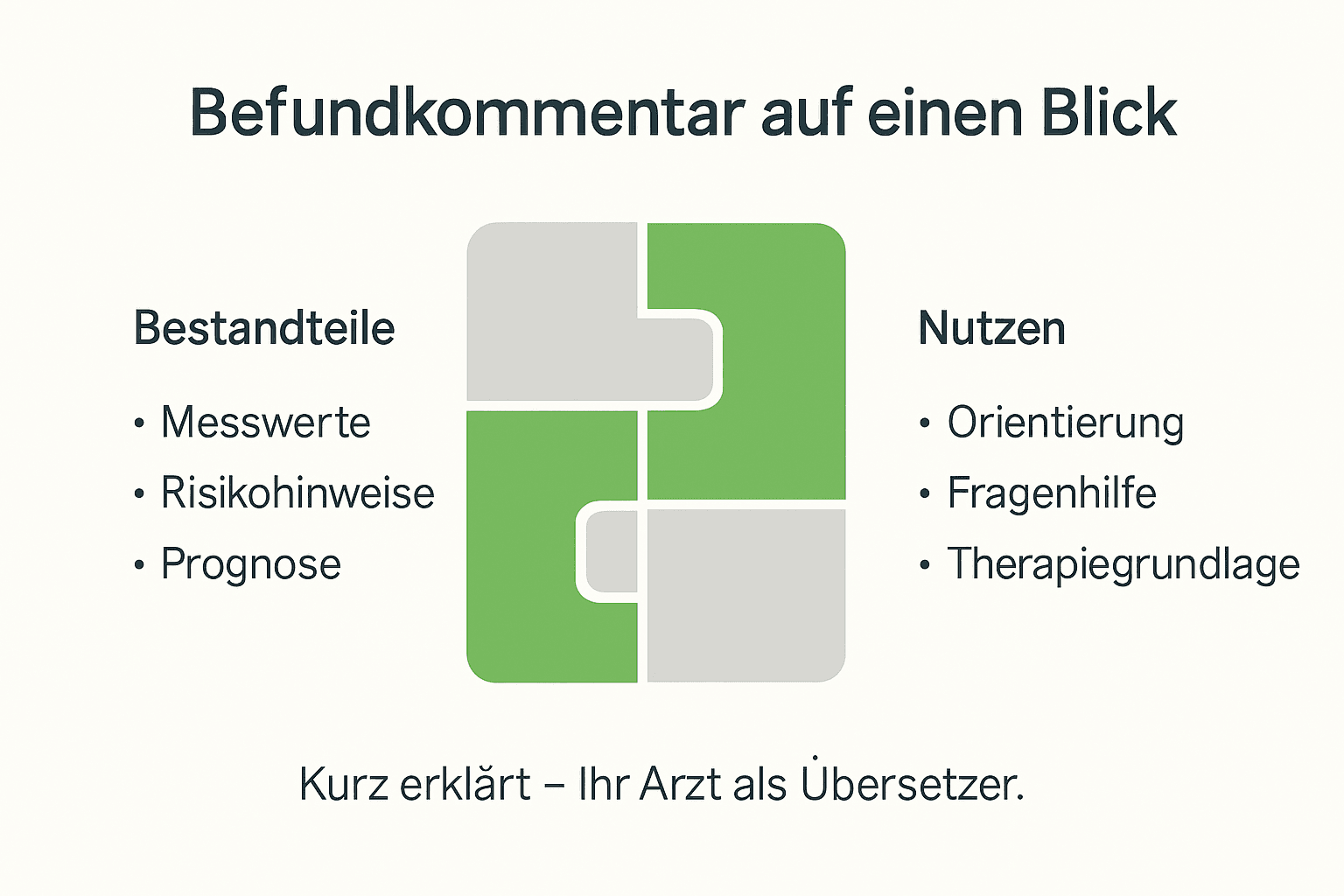 Übersichtliche Infografik mit kommentierten Befundbausteinen – alle Vorteile auf einen Blick