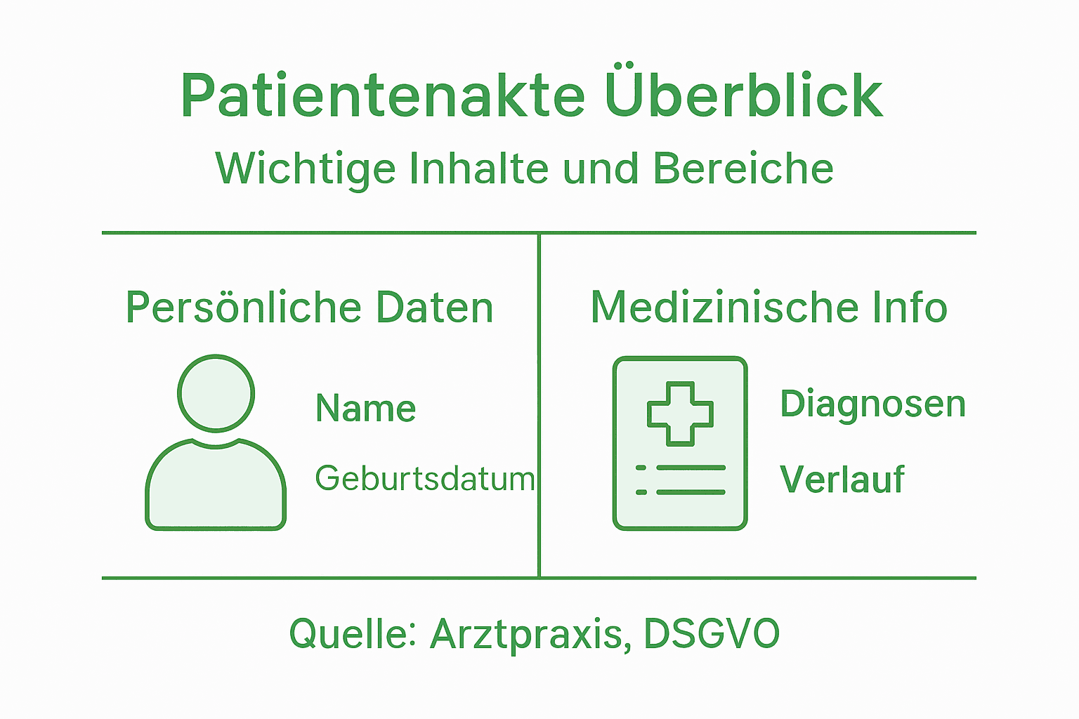 Grafik: Überblick über die wichtigsten Inhalte und Bereiche der elektronischen Patientenakte