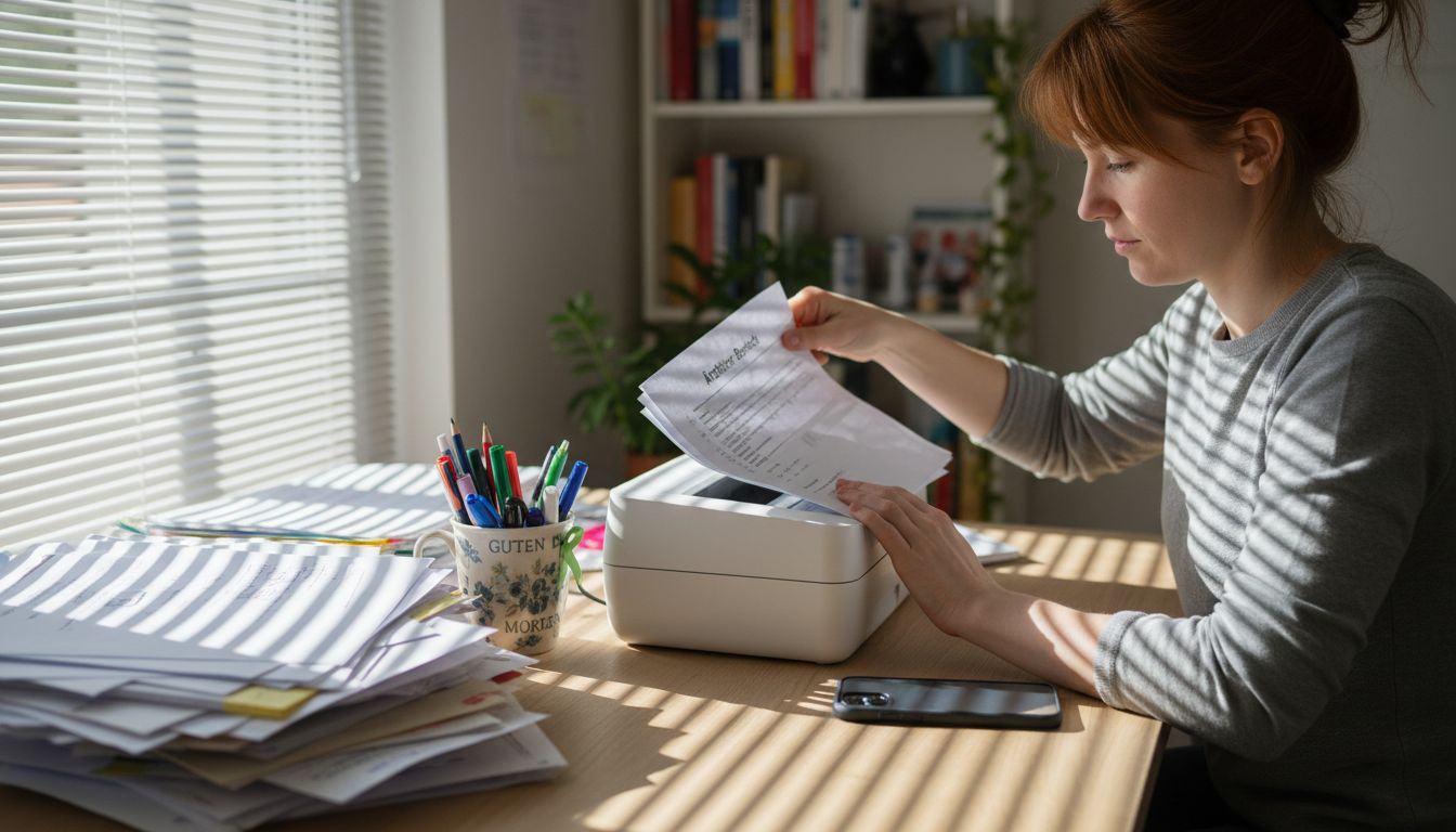 Eine Frau lädt bequem von zu Hause aus ihren medizinischen Befund hoch.