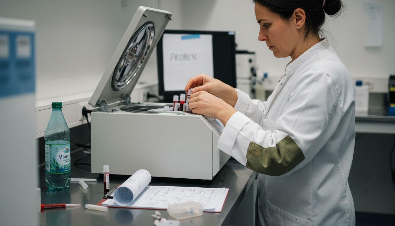 Eine Laborfachkraft bereitet die Analyse einer Blutprobe vor.