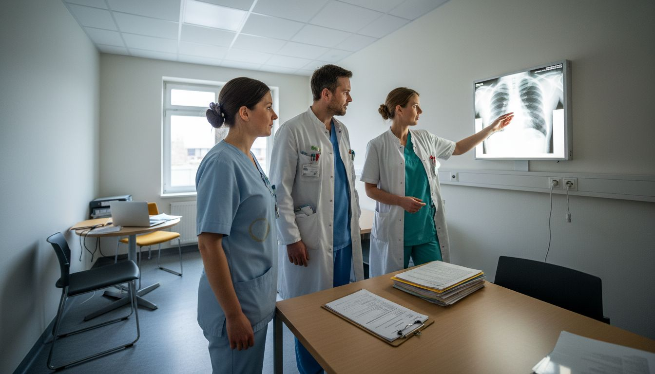 Das Ärzteteam bespricht gemeinsam die Diagnose eines Patienten.