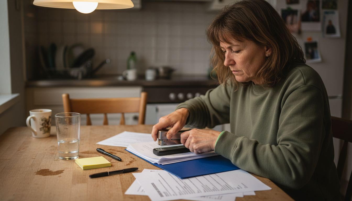 Ein Patient sortiert seine Arztbriefe am Küchentisch.