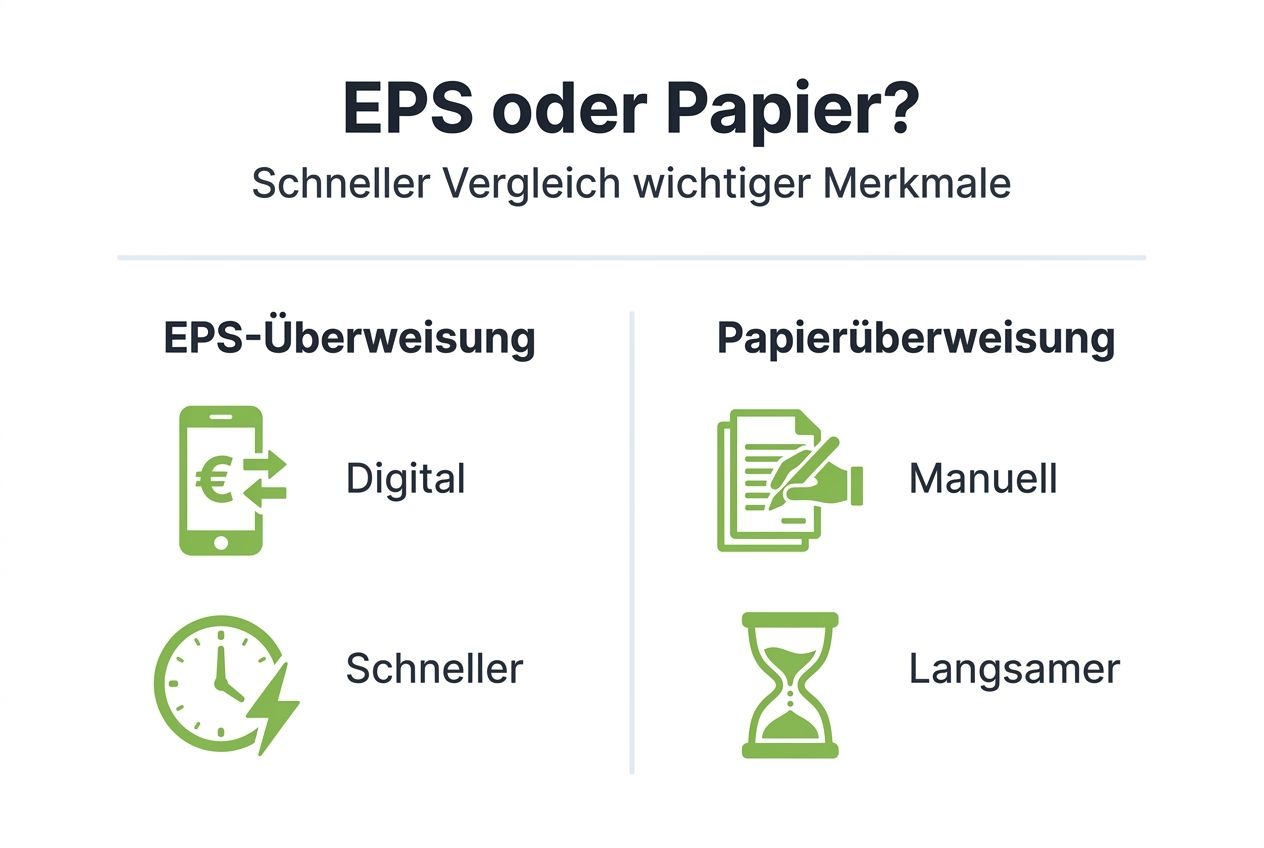 Infografik: EPS-Zahlung vs. klassische Banküberweisung im direkten Vergleich