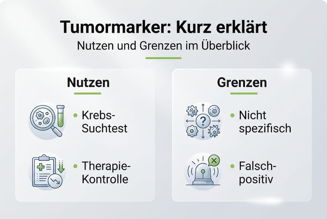 Infografik: Chancen und Grenzen von Tumormarkern auf einen Blick