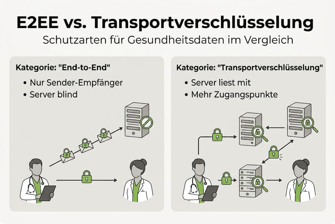 Übersicht: Verschlüsselungsverfahren im Gesundheitsbereich – verständlich erklärt in einer Infografik