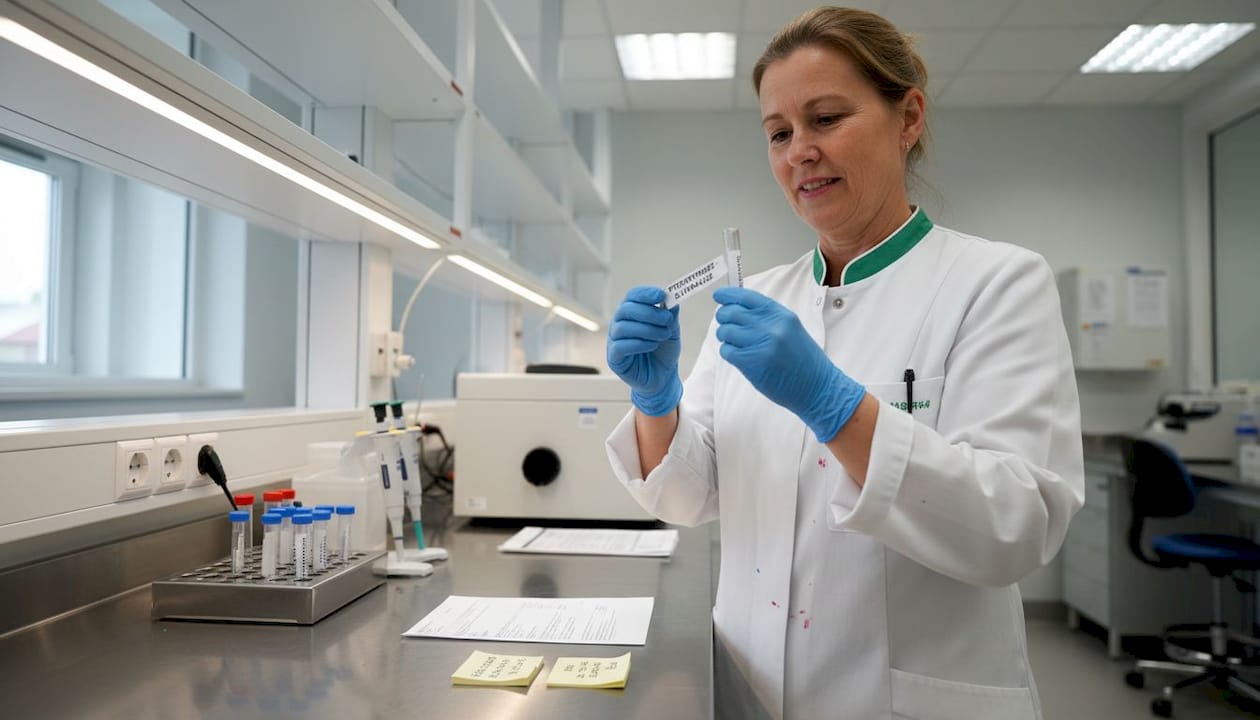 Ein Labormitarbeiter bereitet eine Blutprobe für die Analyse vor.