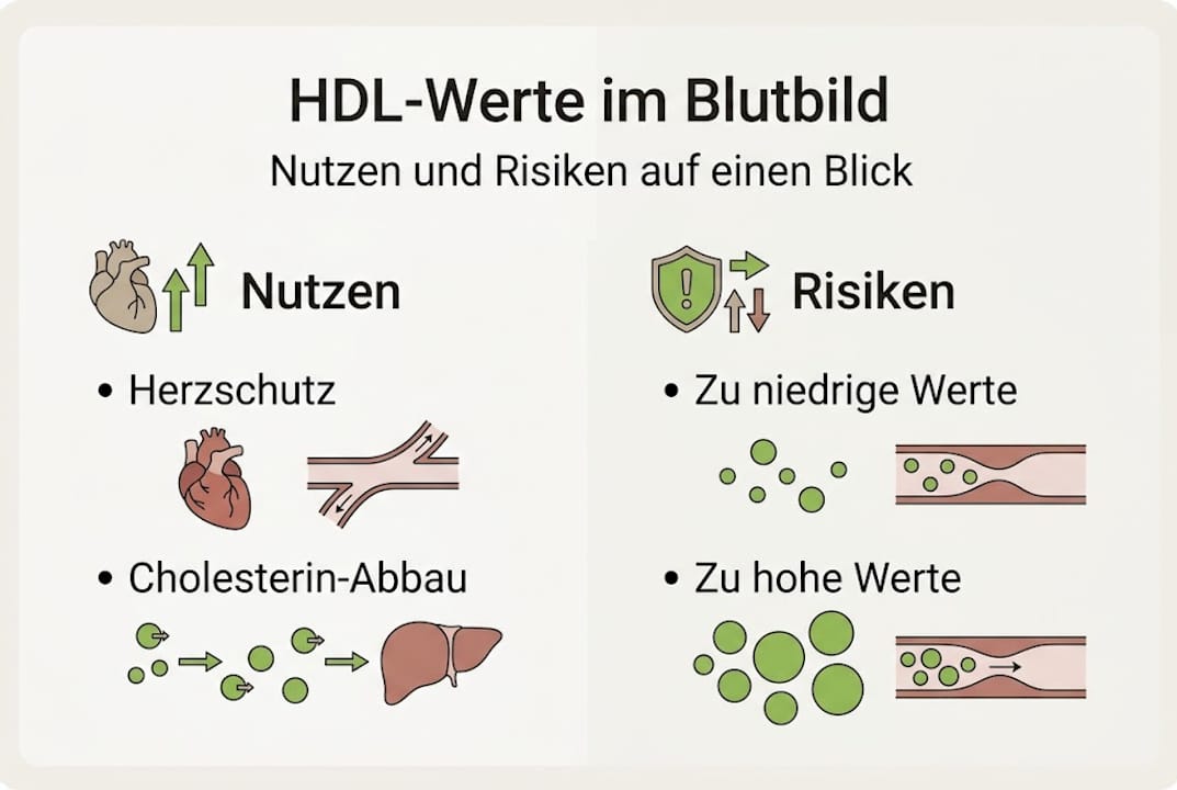 Infografik: HDL-Cholesterin – Vorteile und mögliche Risiken auf einen Blick