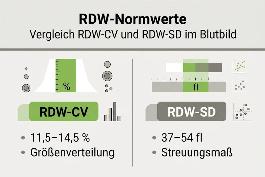 Übersichtsgrafik zu RDW-Referenzwerten und deren Einteilung