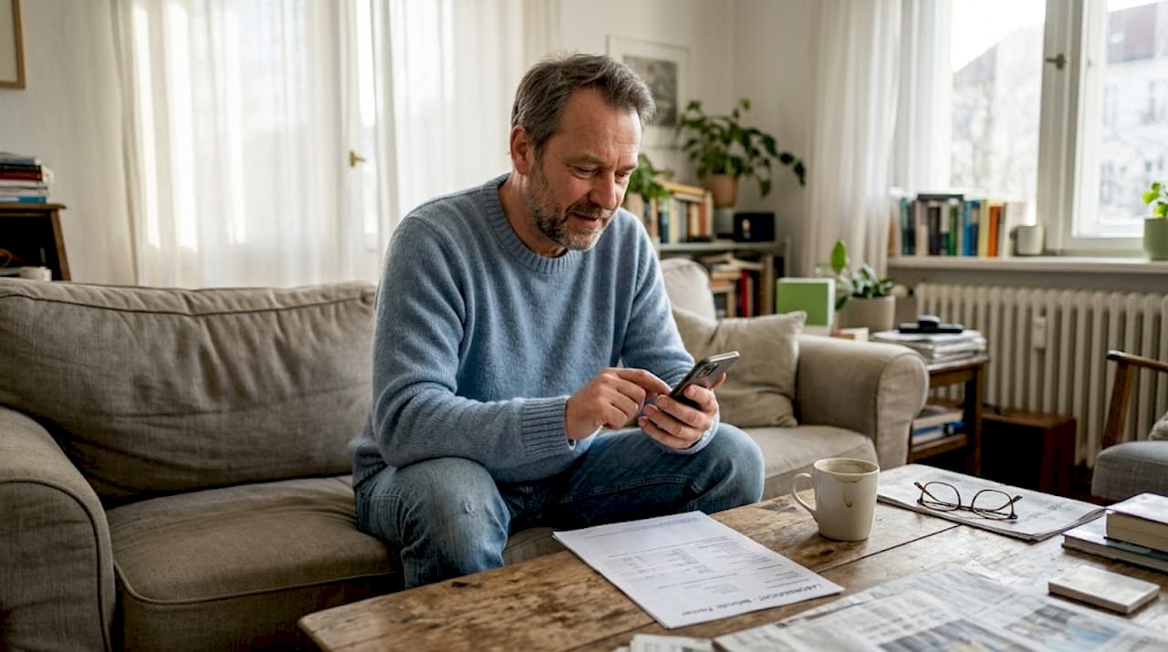 Der Patient nutzt eine sichere Gesundheits-App bequem von zu Hause aus.