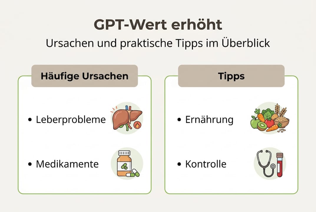 Infografik: Alles Wichtige zum GPT-Wert – Ursachen und praktische Ratschläge auf einen Blick