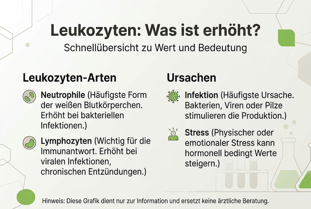 Übersicht: Verschiedene Arten erhöhter Leukozyten und ihre typischen Ursachen
