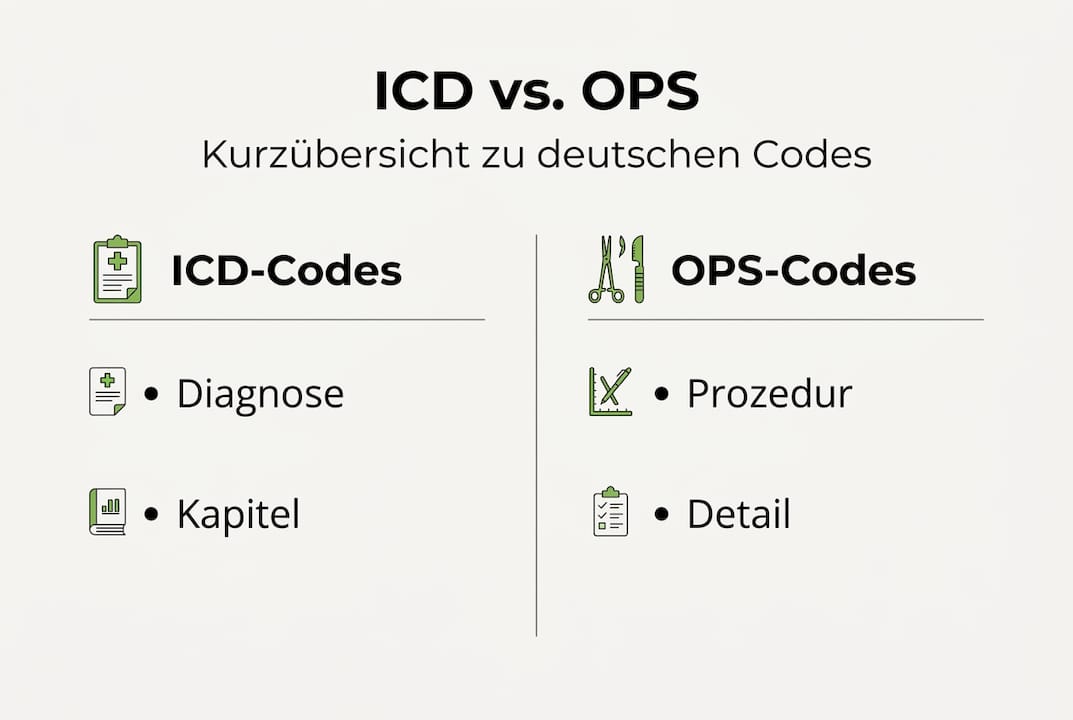 Grafik zeigt die Unterschiede zwischen ICD- und OPS-Codes auf