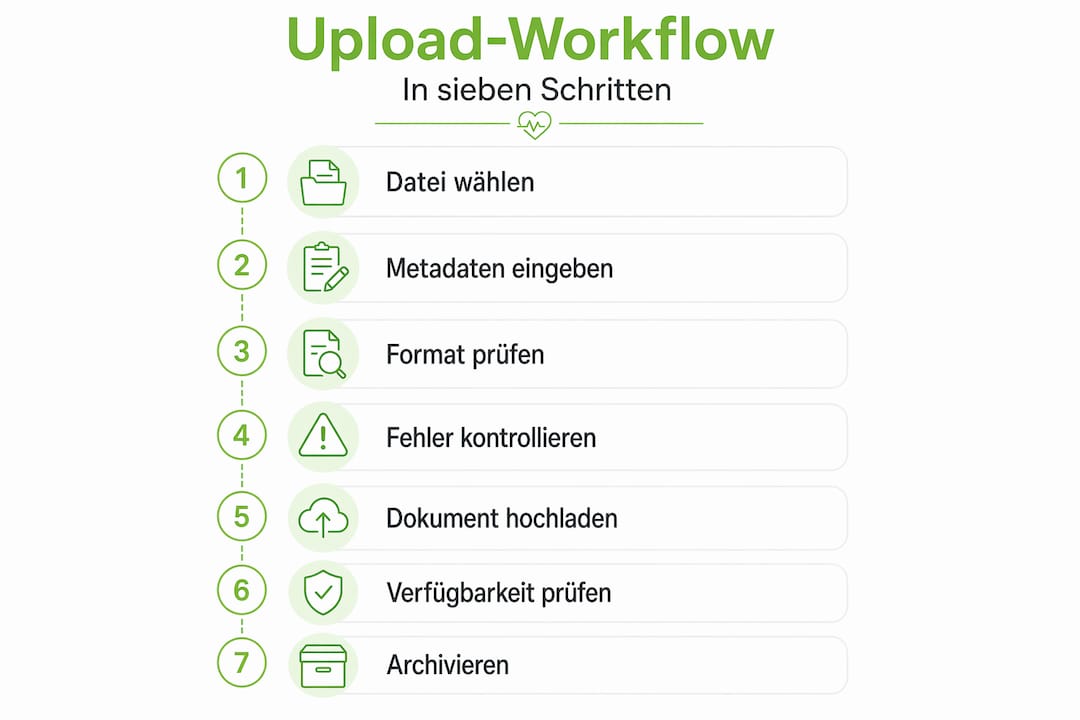 Infografik: In sieben Schritten zum erfolgreichen Dokumenten-Upload