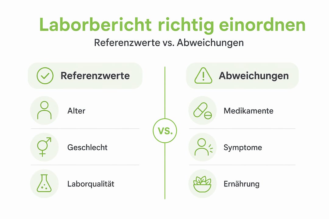 Übersichtsgrafik zu Normwerten und deren Abweichungen im Laborbefund