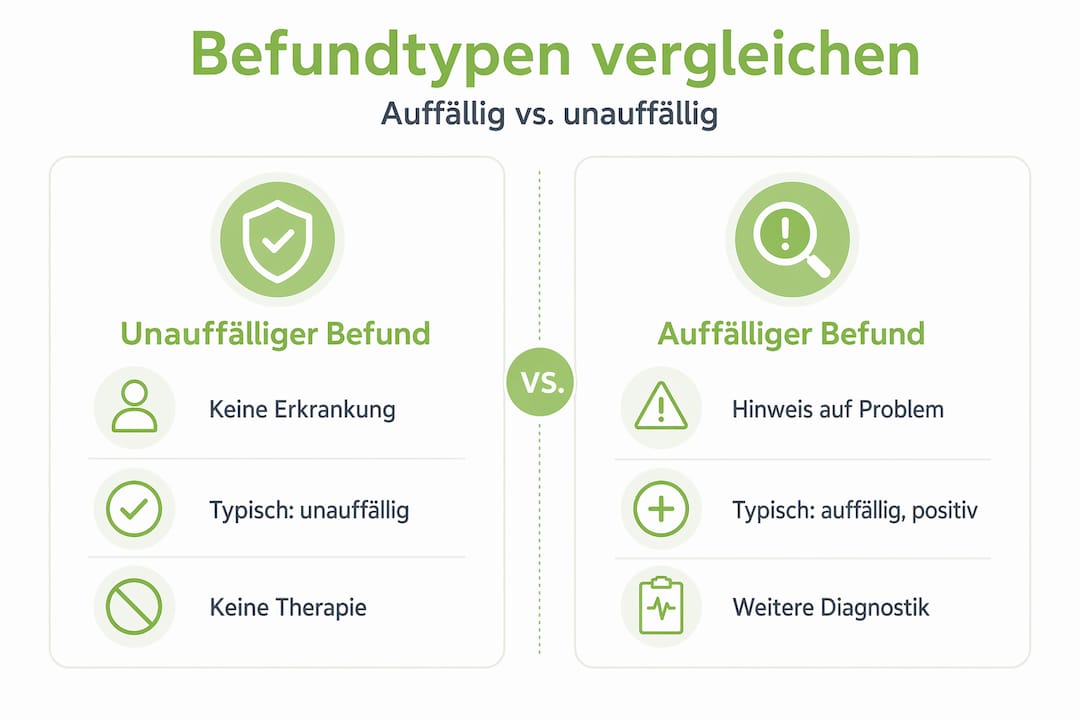 Übersichtsgrafik: Typische und unauffällige Befunde im Vergleich