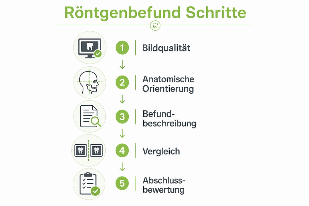 Grafische Übersicht: Schritt-für-Schritt-Anleitung zur systematischen Auswertung von Röntgenbildern
