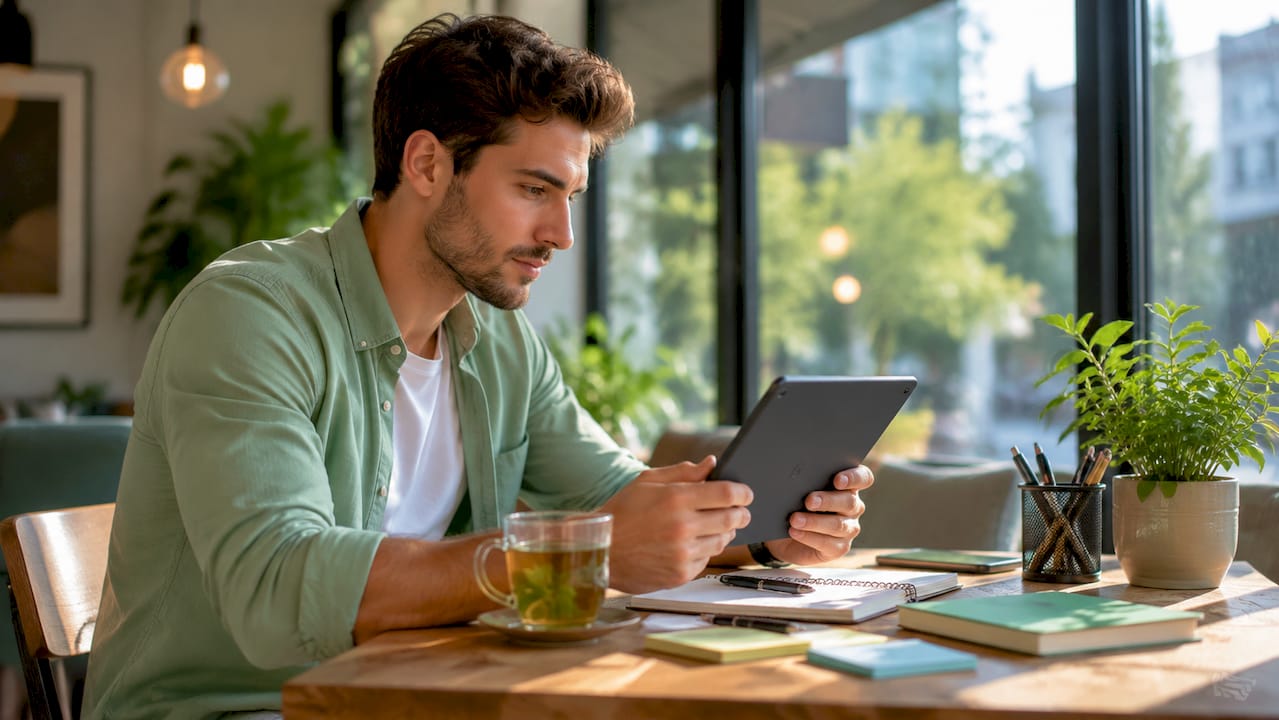 Eine Person nutzt ein Tablet, um ihren medizinischen Befund digital einzusehen und besser zu verstehen.