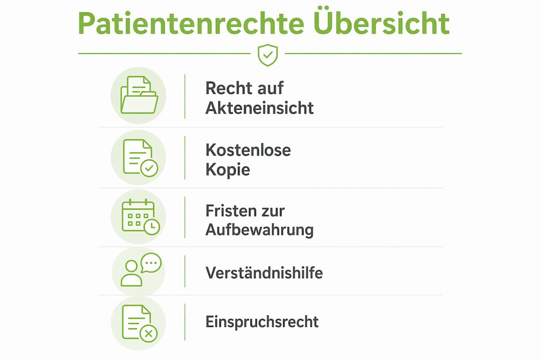 Grafik mit den wichtigsten Schritten zu Ihren Patientenrechten