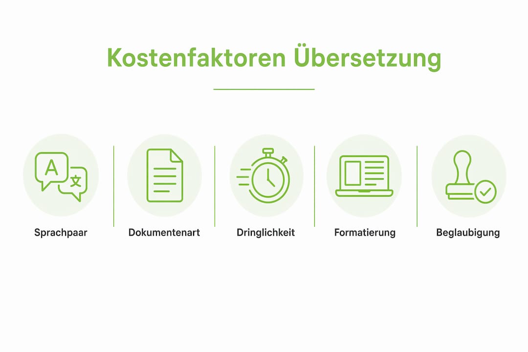 Infografik: Die wichtigsten Einflussfaktoren auf Übersetzungskosten im Überblick