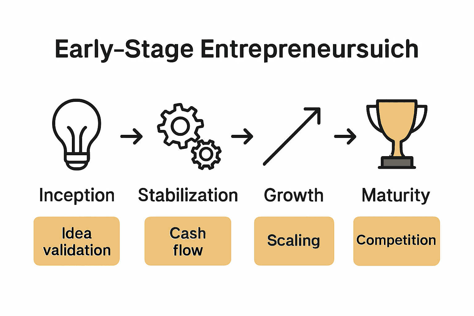 Infographic showing four stages of startup development.