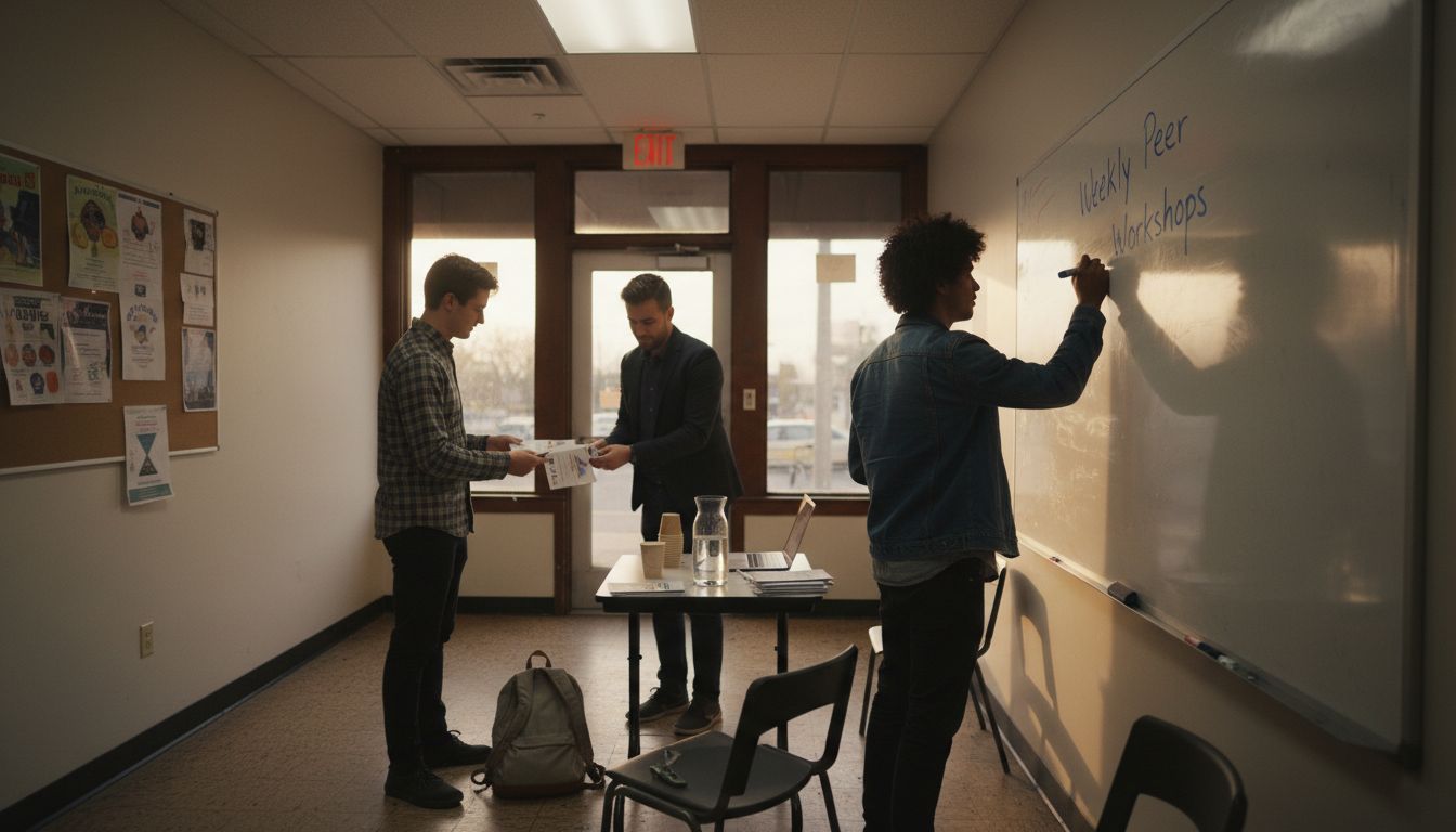 Entrepreneurs preparing for peer workshop event