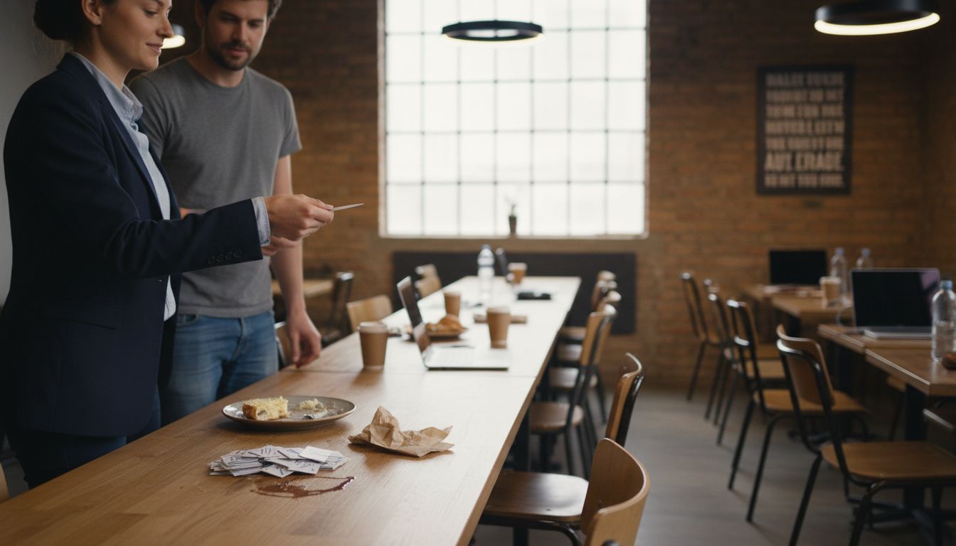 Business networking at coworking event