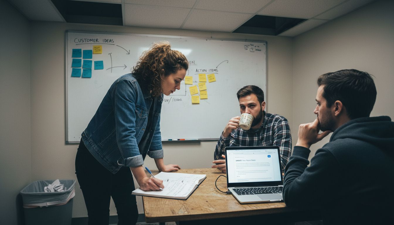 Startup team brainstorming feedback ideas